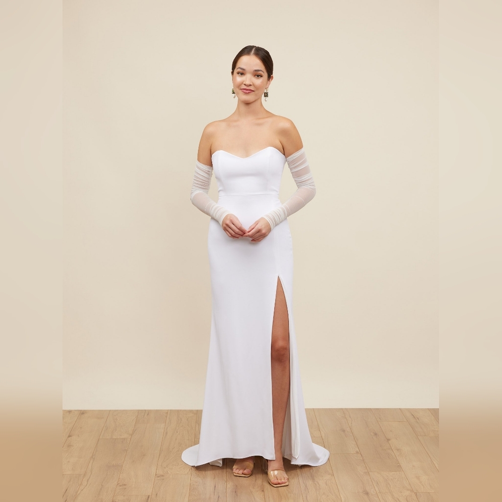 Park & Fifth Sheer Long White Bridal Gloves